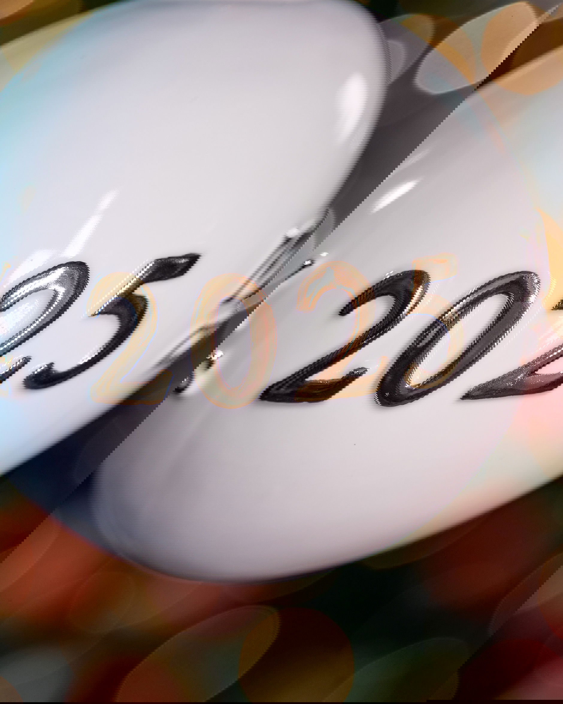 Golden Merry Bauble White/Gold 8,5cm