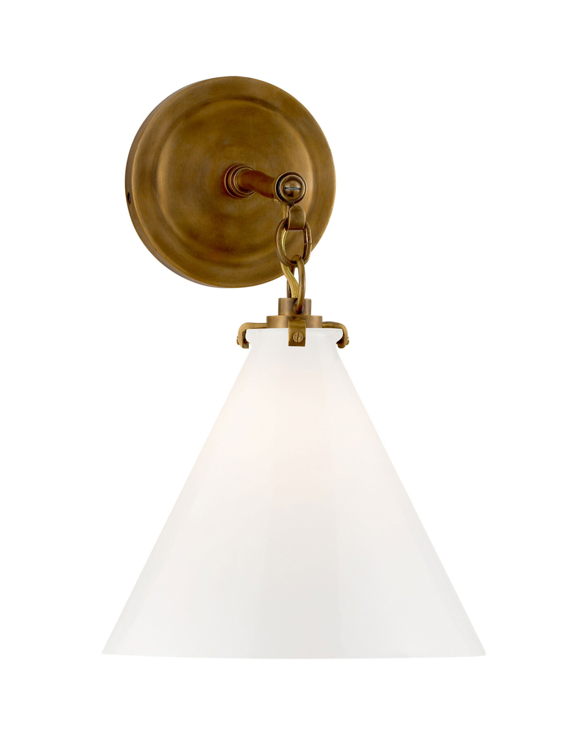 Katie Conical vägglampa antik mässing/vitt glas S