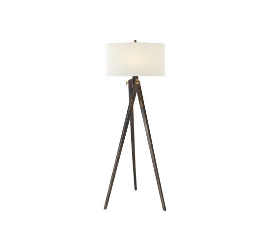 Tudor Brown Stain - Tripod Floor Lamp French Wax/Linen