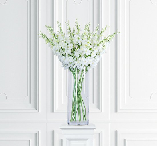 Hvid - Kunstig Delphinium stilk lilla