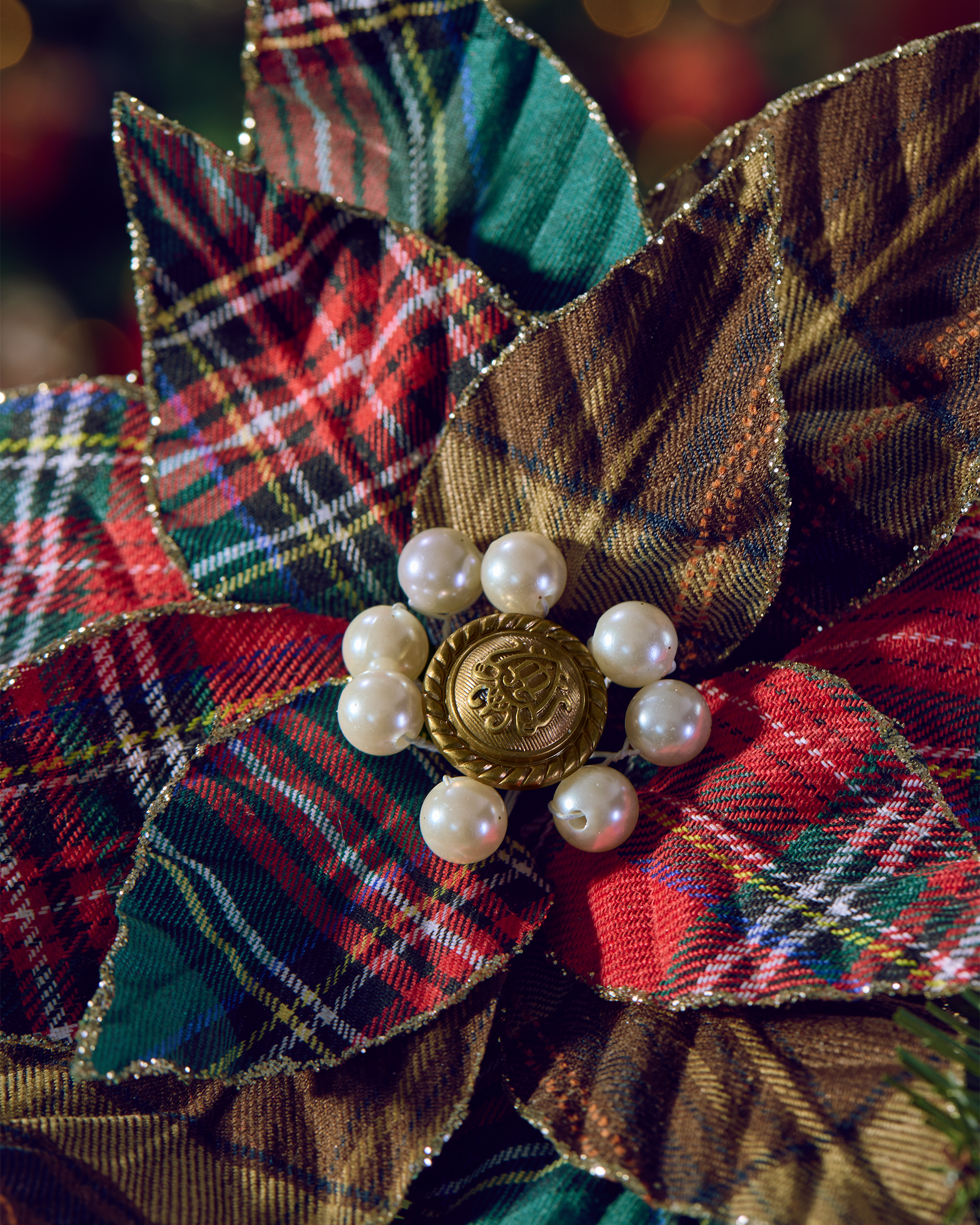 Eleanor kerstbloem kerstboomversiering tartan