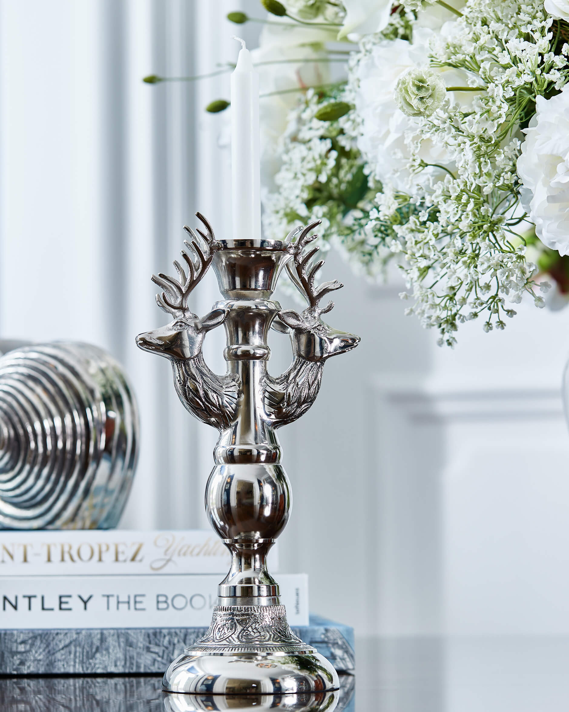 Hjort ljusstake silver