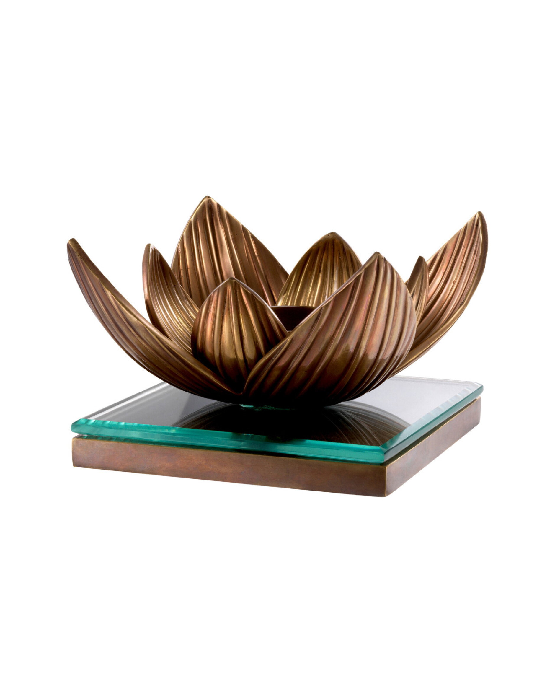 Lotus Tealight Holder Vintage Brass Finish