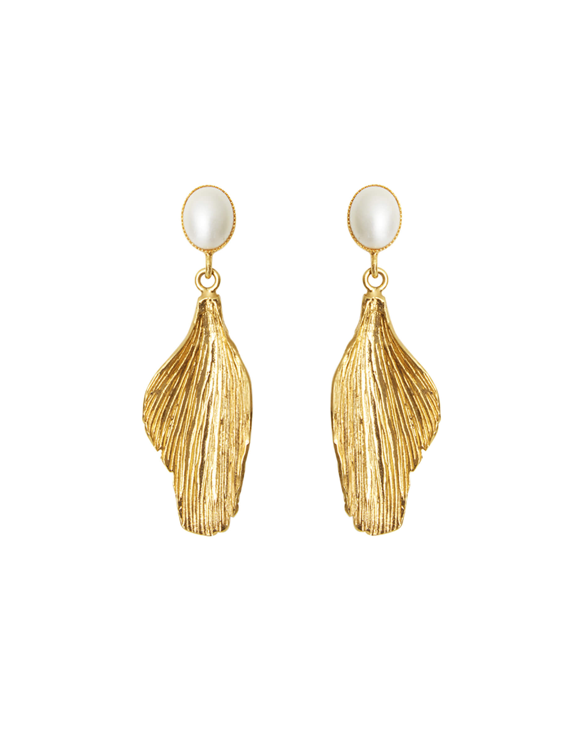 Mini Golden Leaf earrings pearl