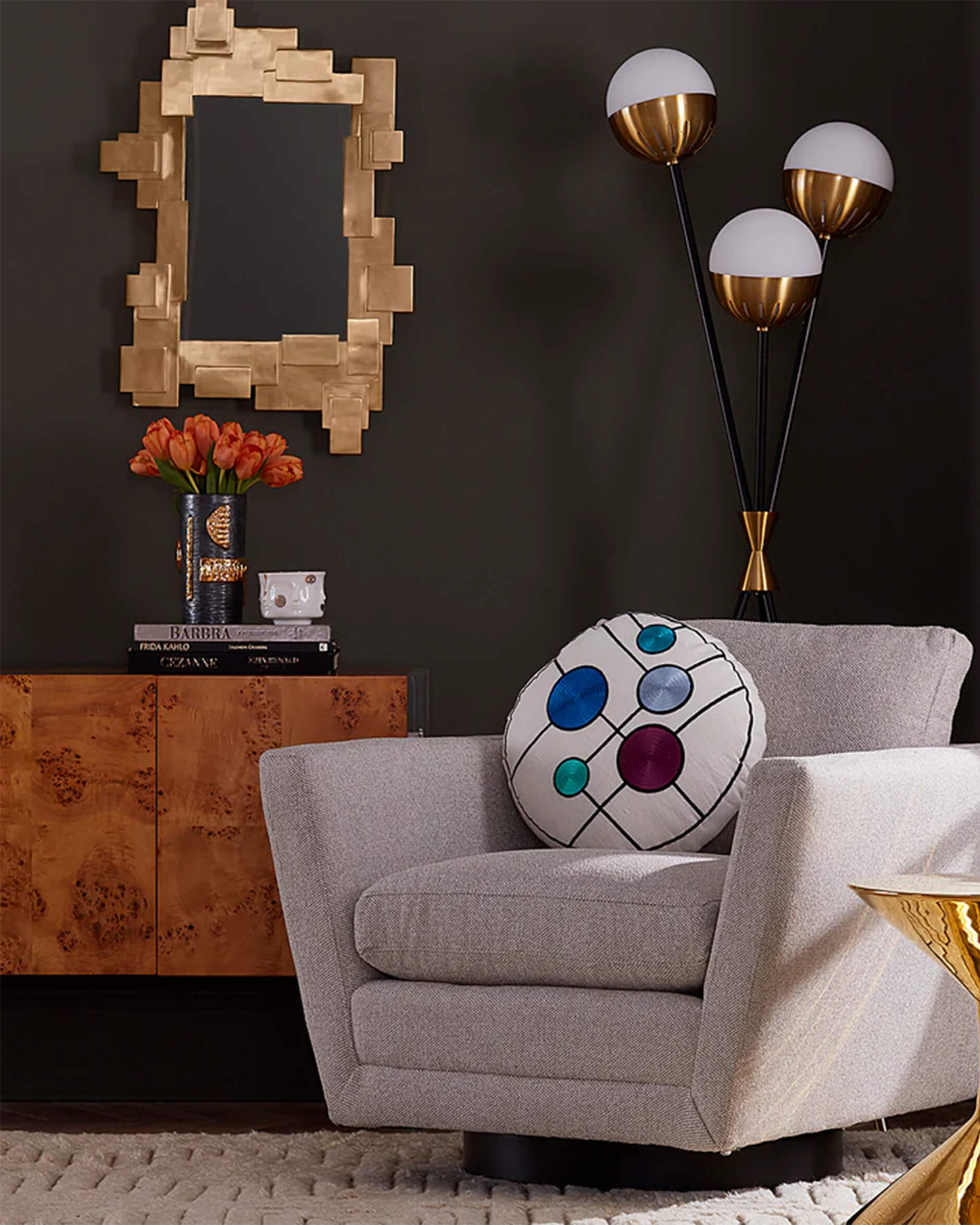 Puzzle spegel mässing