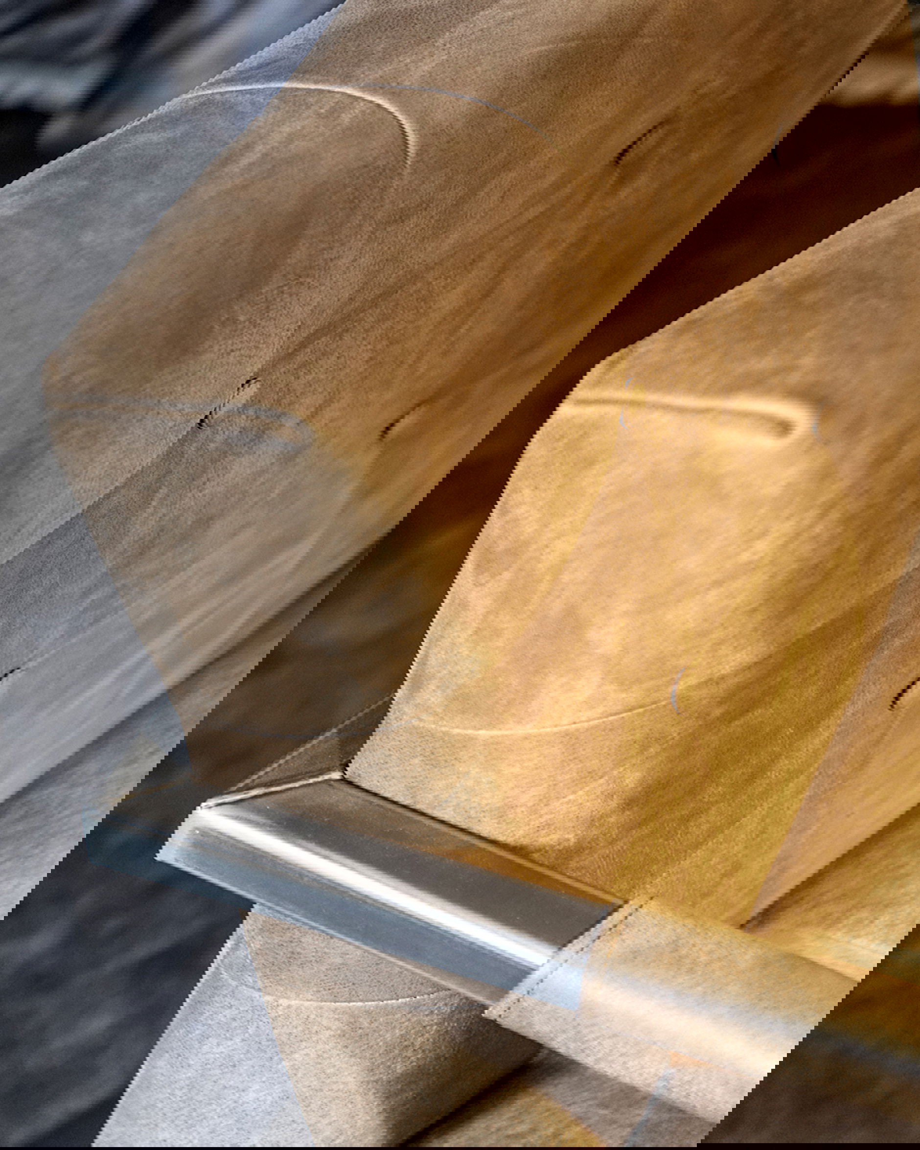 Jed karmstol läder ljusbrun