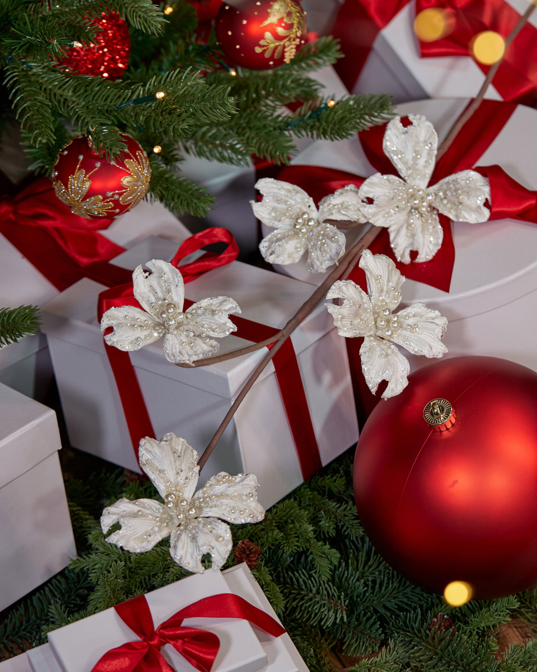 Dogwood Blossom Decorative Branch White