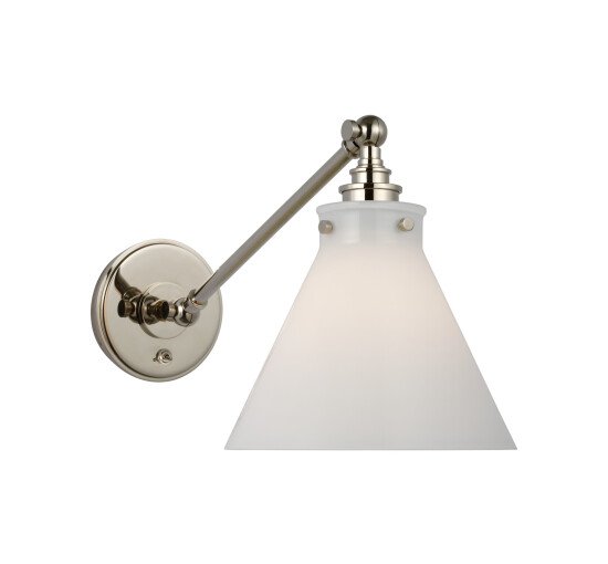 null - Parkington Single Library Wall Light Polished Nickel/Clear