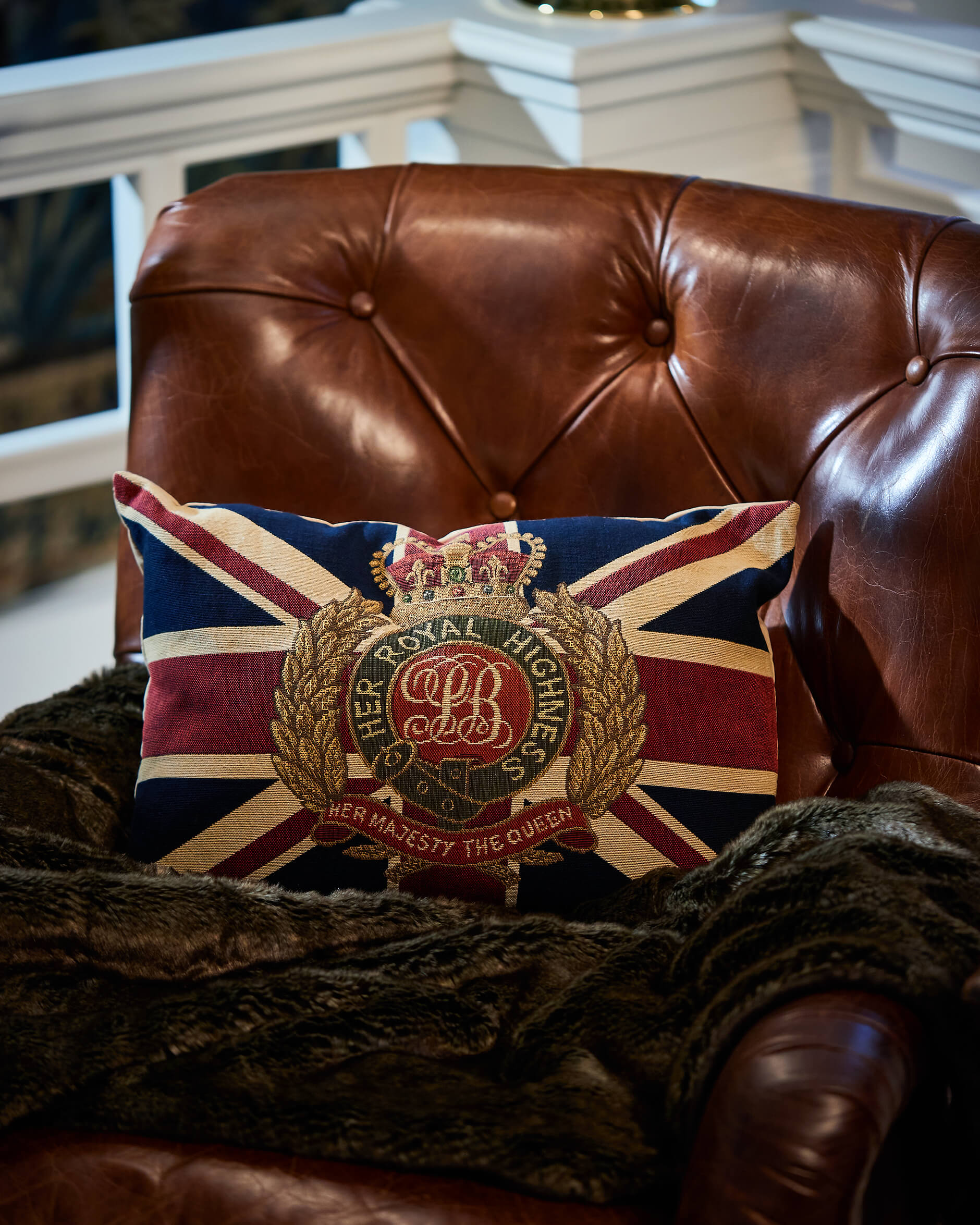 Sandringham kudde blå/röd