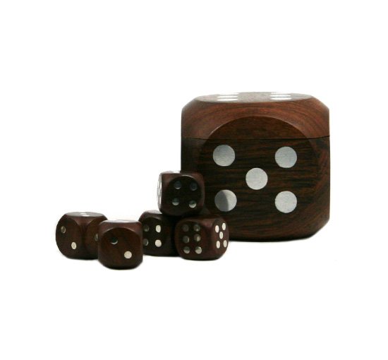 Bruin - Dice Box With 5 Dices, Silver