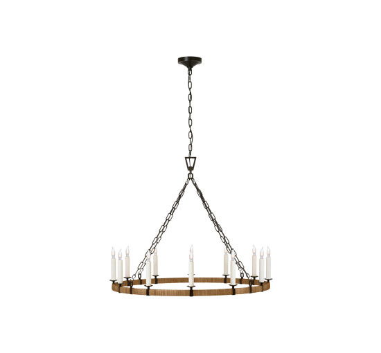Darlana Wrapped Ring Chandelier Aged Iron/Rattan L