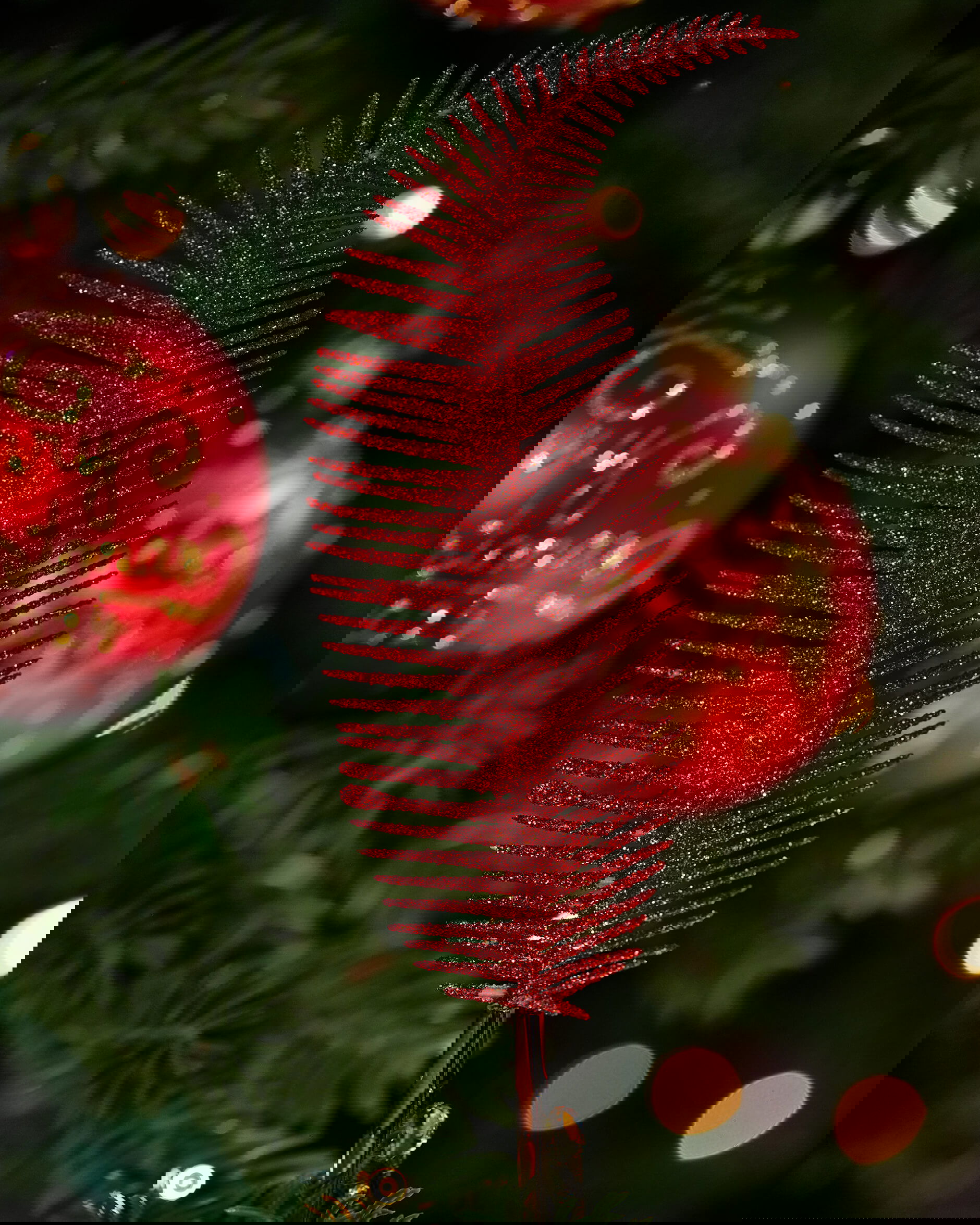 Carrington fjäder julgransdekoration röd 8-pack