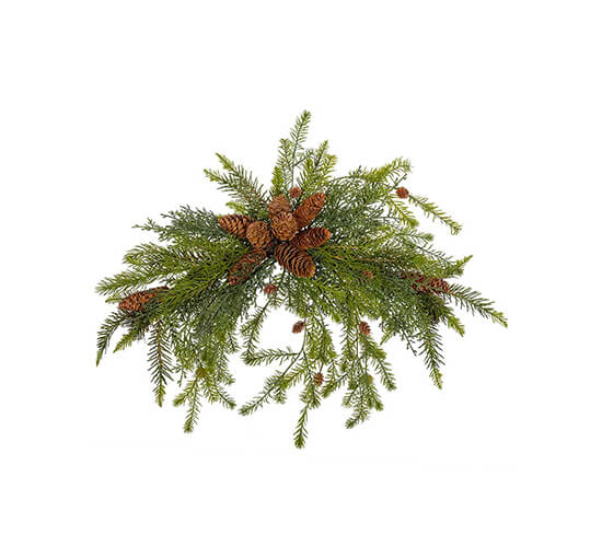 Spruce Decoration With Cones Green