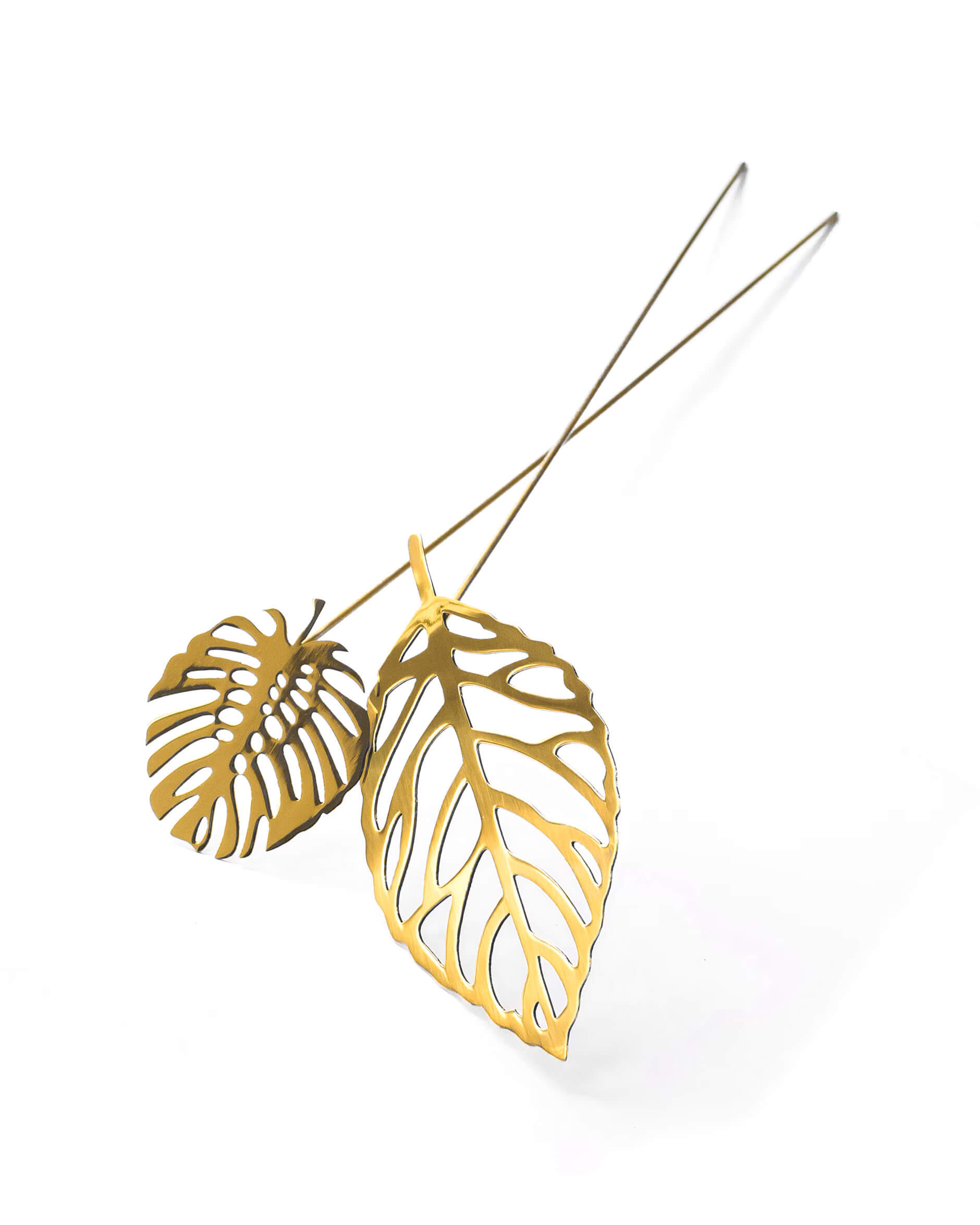 Wood löv dekoration mässing 2-pack