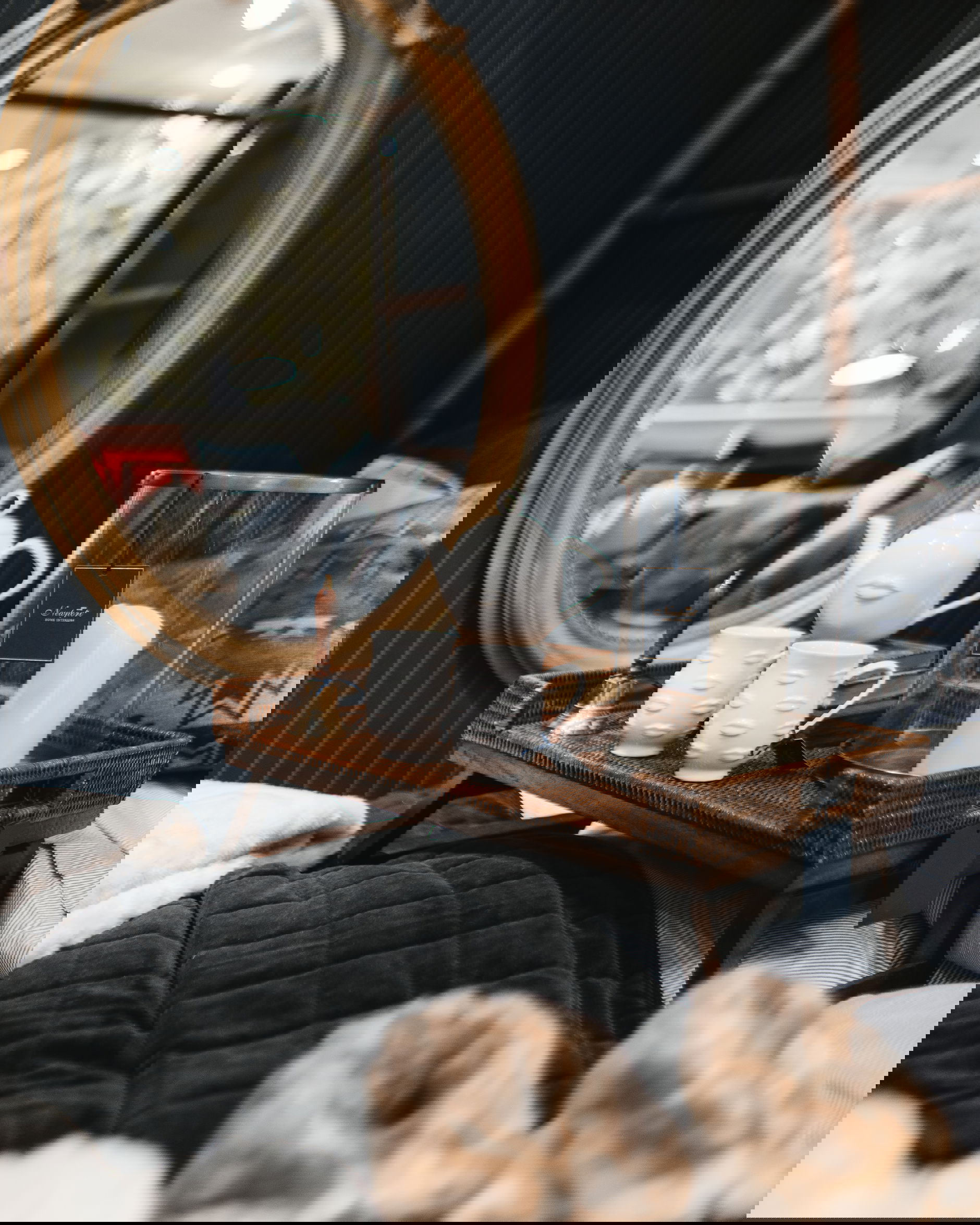 Cognac Breakfast Tray Rattan