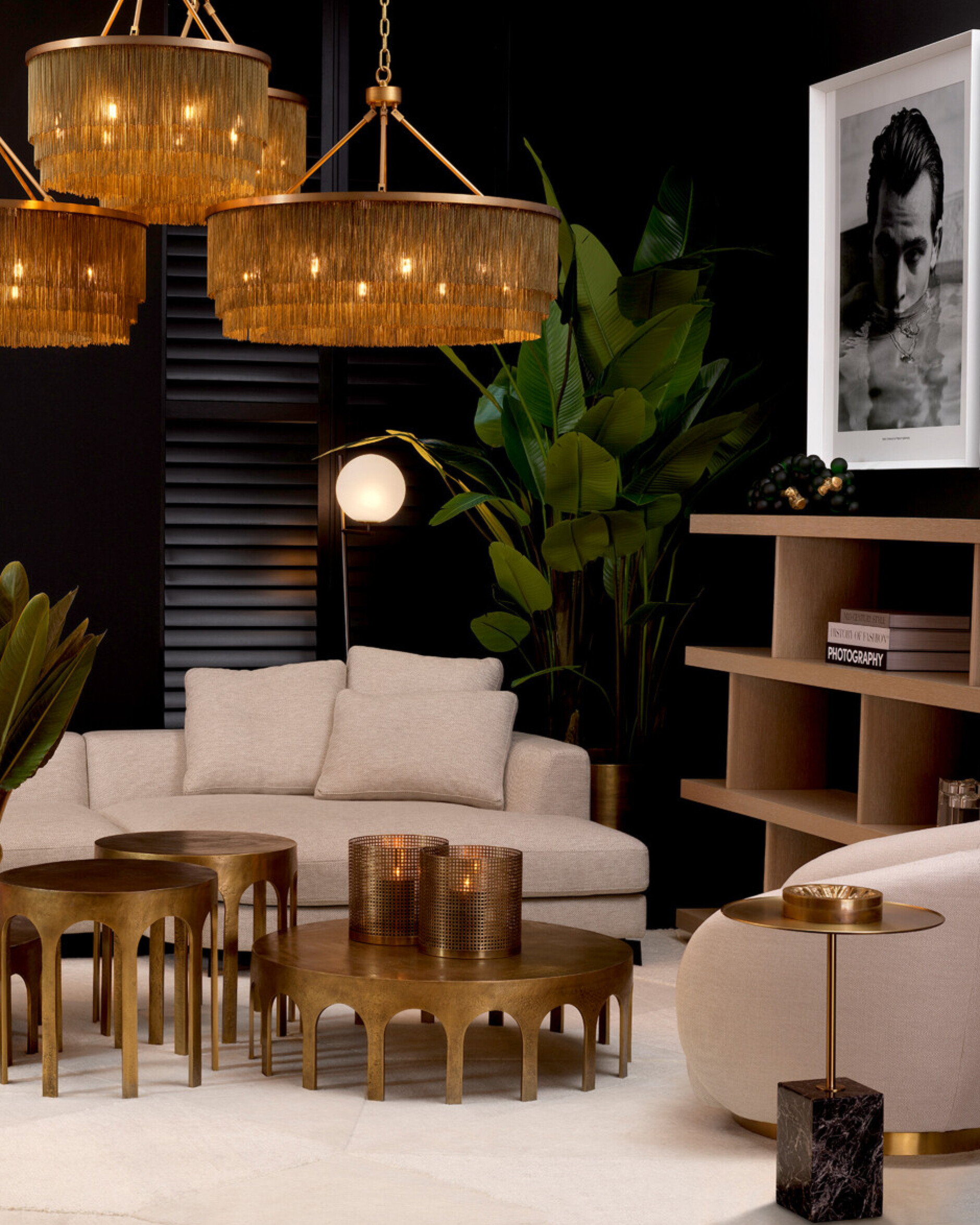 Cole Side Table brass/black
