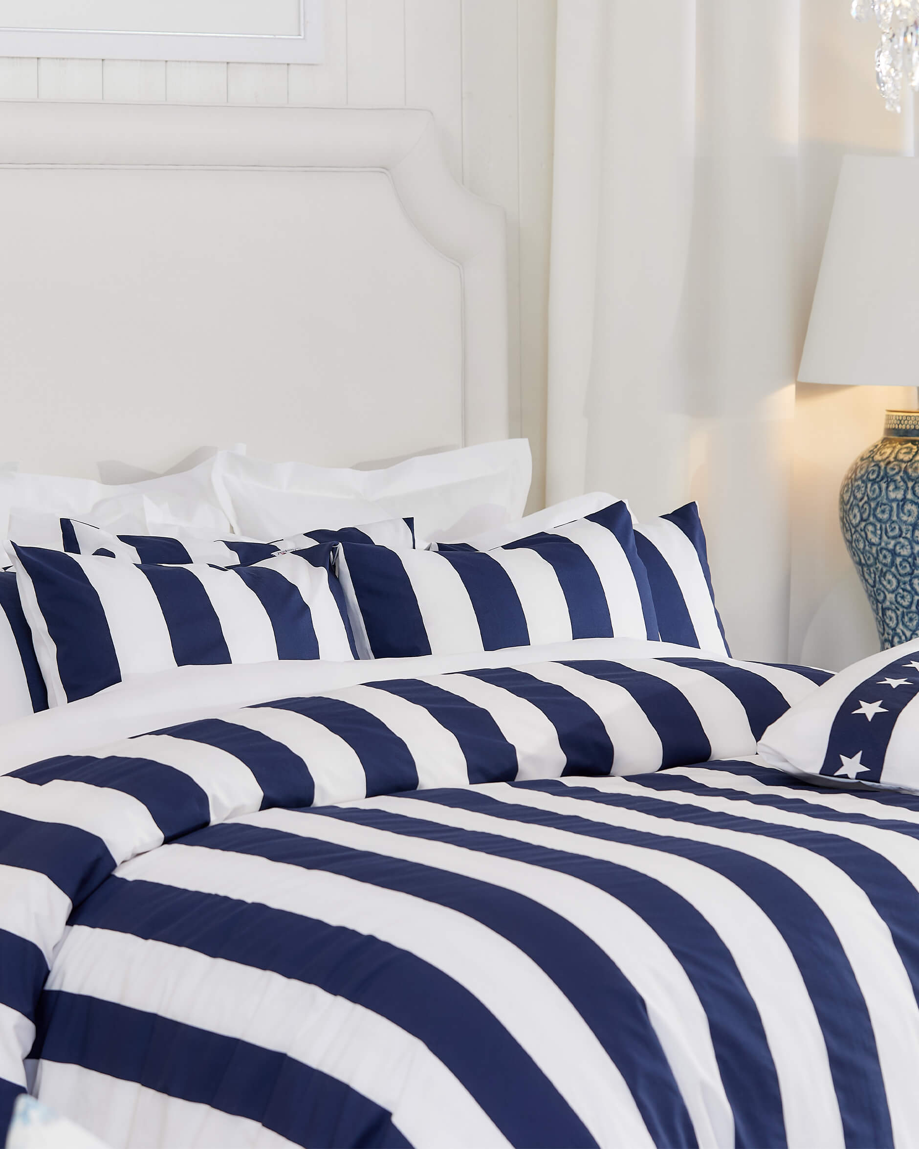 Southampton Stripe påslakanset blå/vit