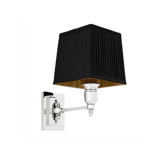 Nickel/black shade - Lexington Wall Lamp, brass