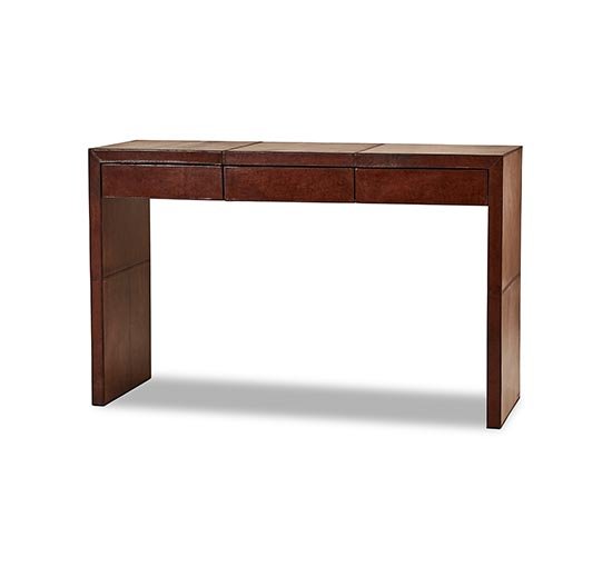 Kensington Console Table, Leather, Three-drawer