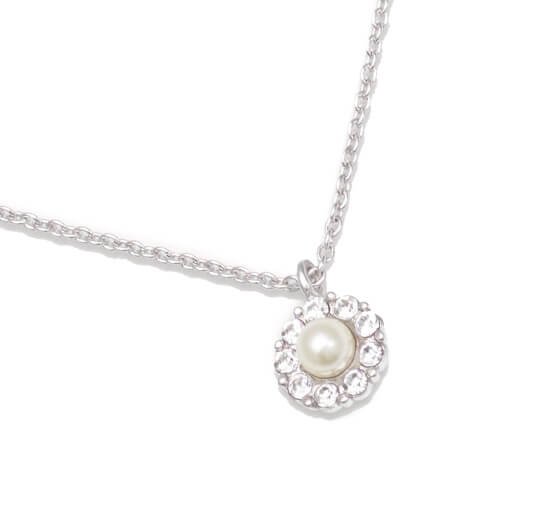 Silver - Petite Miss Sofia Pearl Necklace Crystal