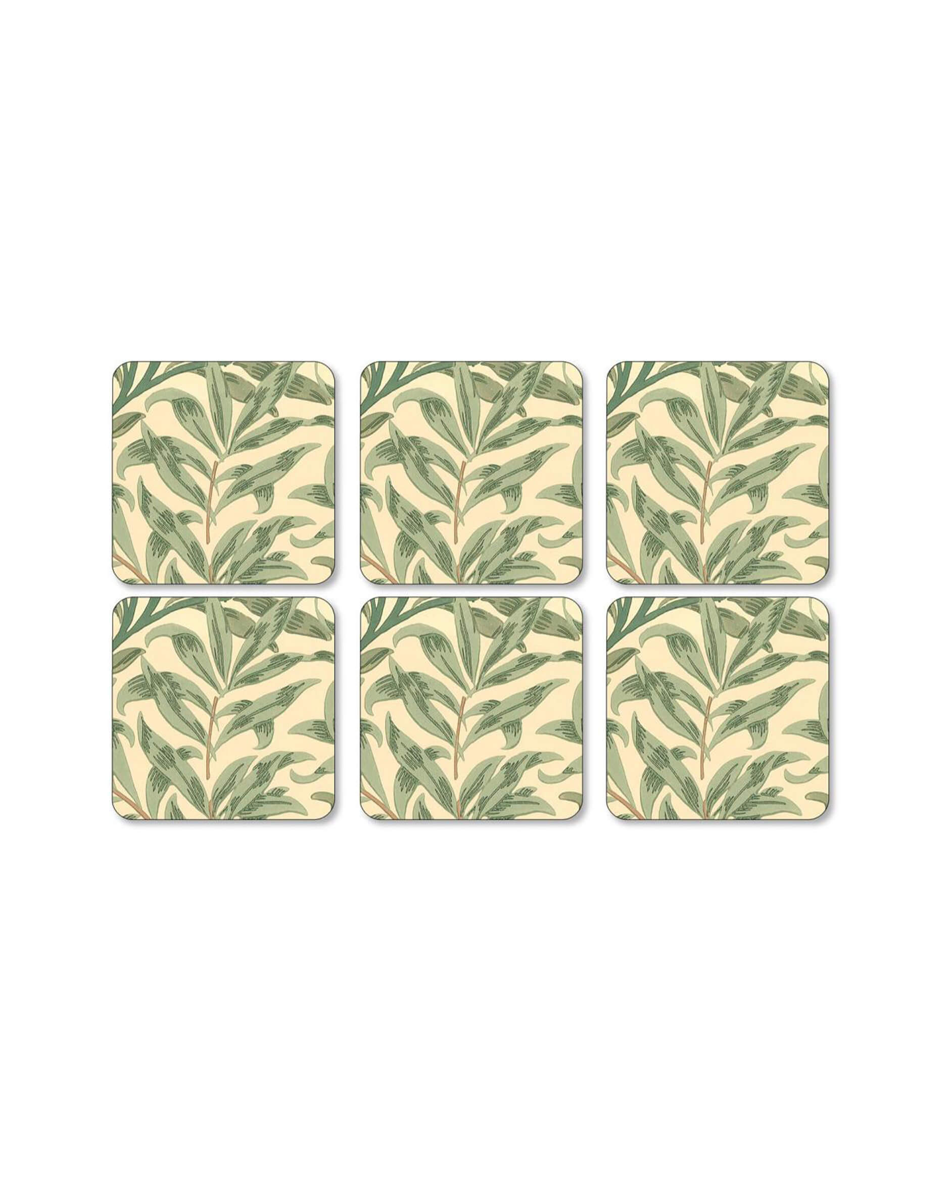Willow Bough Drink Coasters Green 6-pack