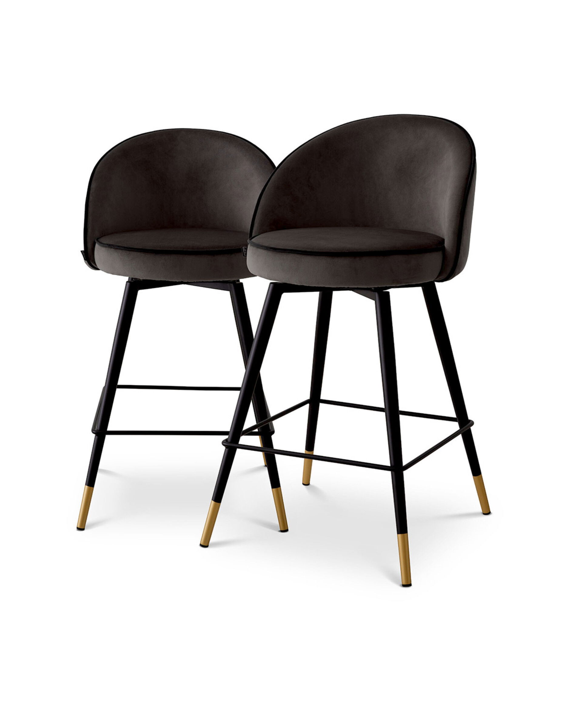 Cooper barstolar roche dark grey velvet 2-set