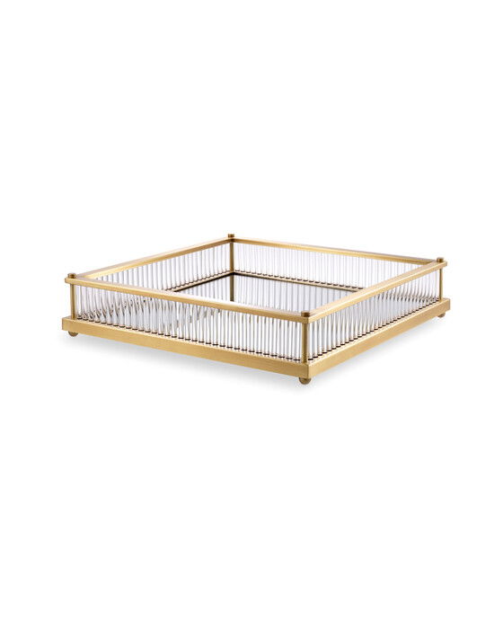 Cora Tray Antique Brass Square