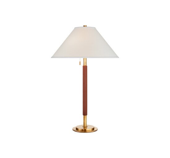 Natural Brass/Saddle Leather - Garner Table Lamp Polished Nickel