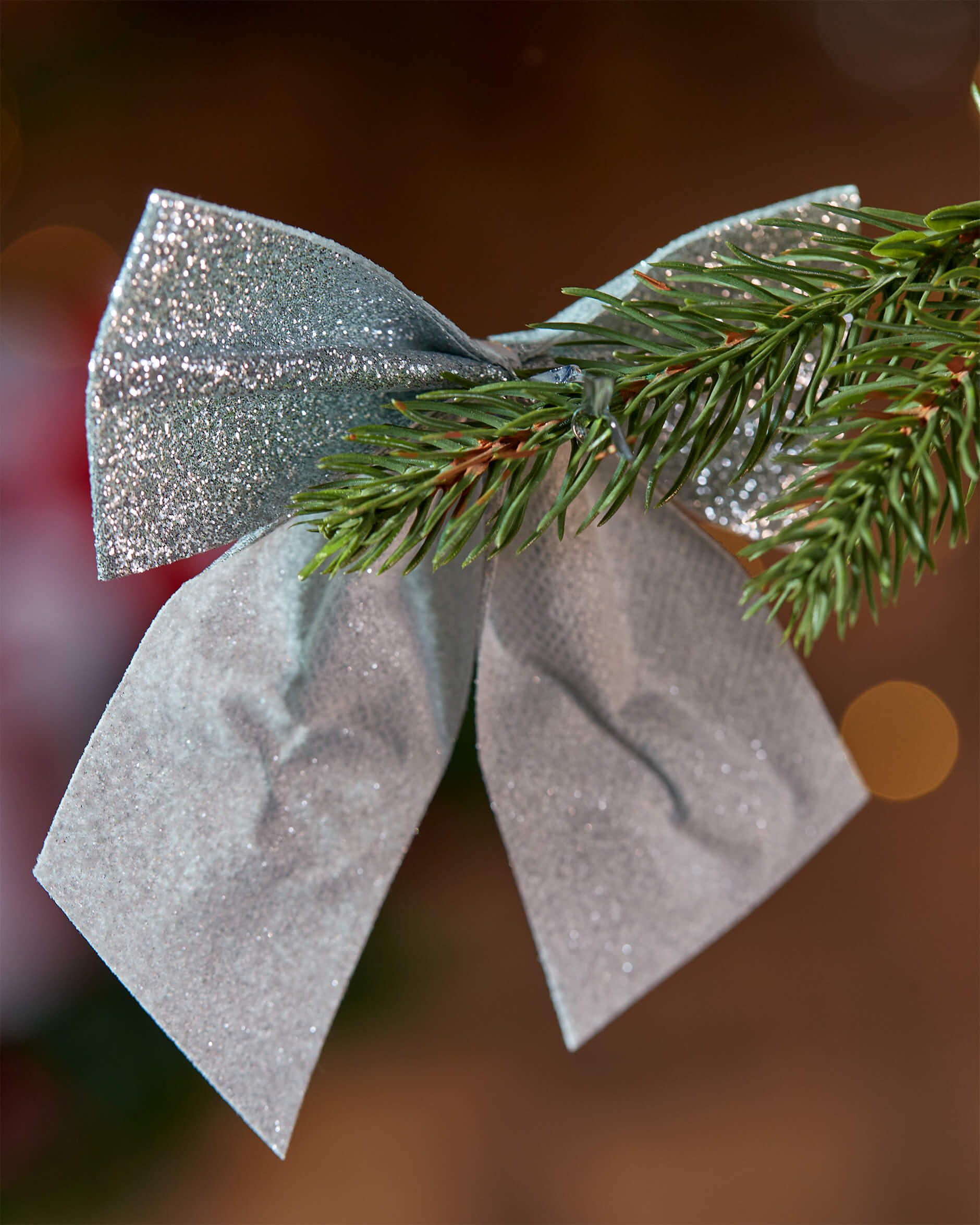 Vivienne rosett juldekoration silver 6-pack