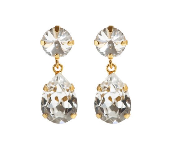 Gold - Classic Drop Earrings Crystal Rhodium