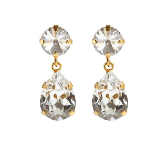 Gold - Classic Drop Earrings Crystal Rhodium