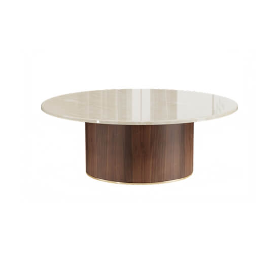 Delano soffbord rund valnöt beige