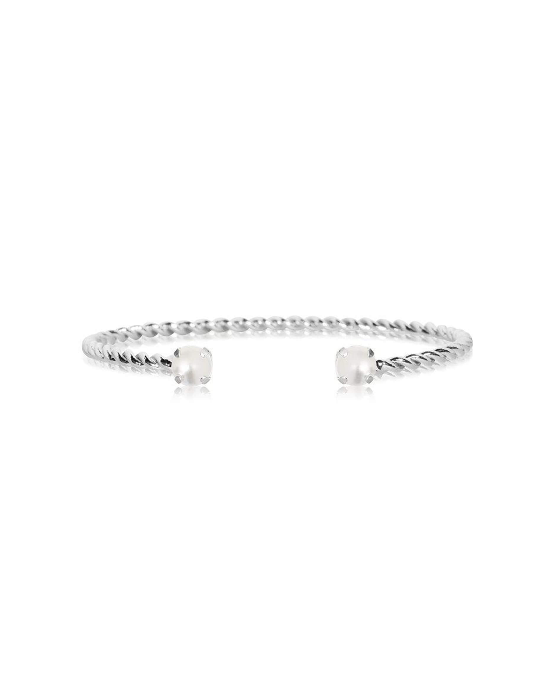 Mini Twisted armband pearl rhodium