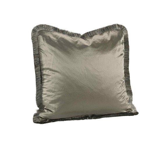 Taupe - Dorsia cushion cover fringe green