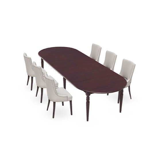 Osterville Dining Table Heritage English With Hudson Dining Chair Sand