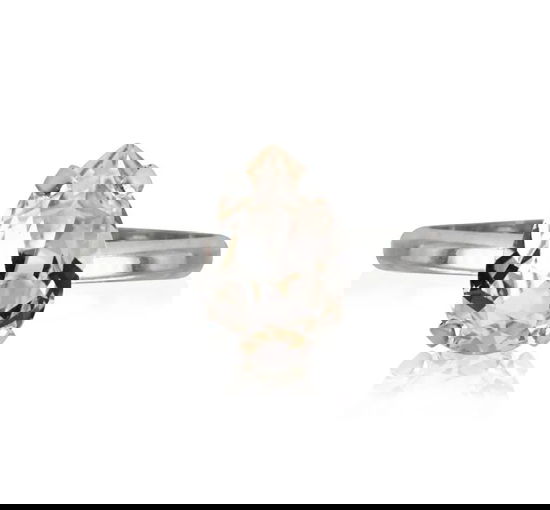 Rhodium - Petite Drop ring chrysolite
