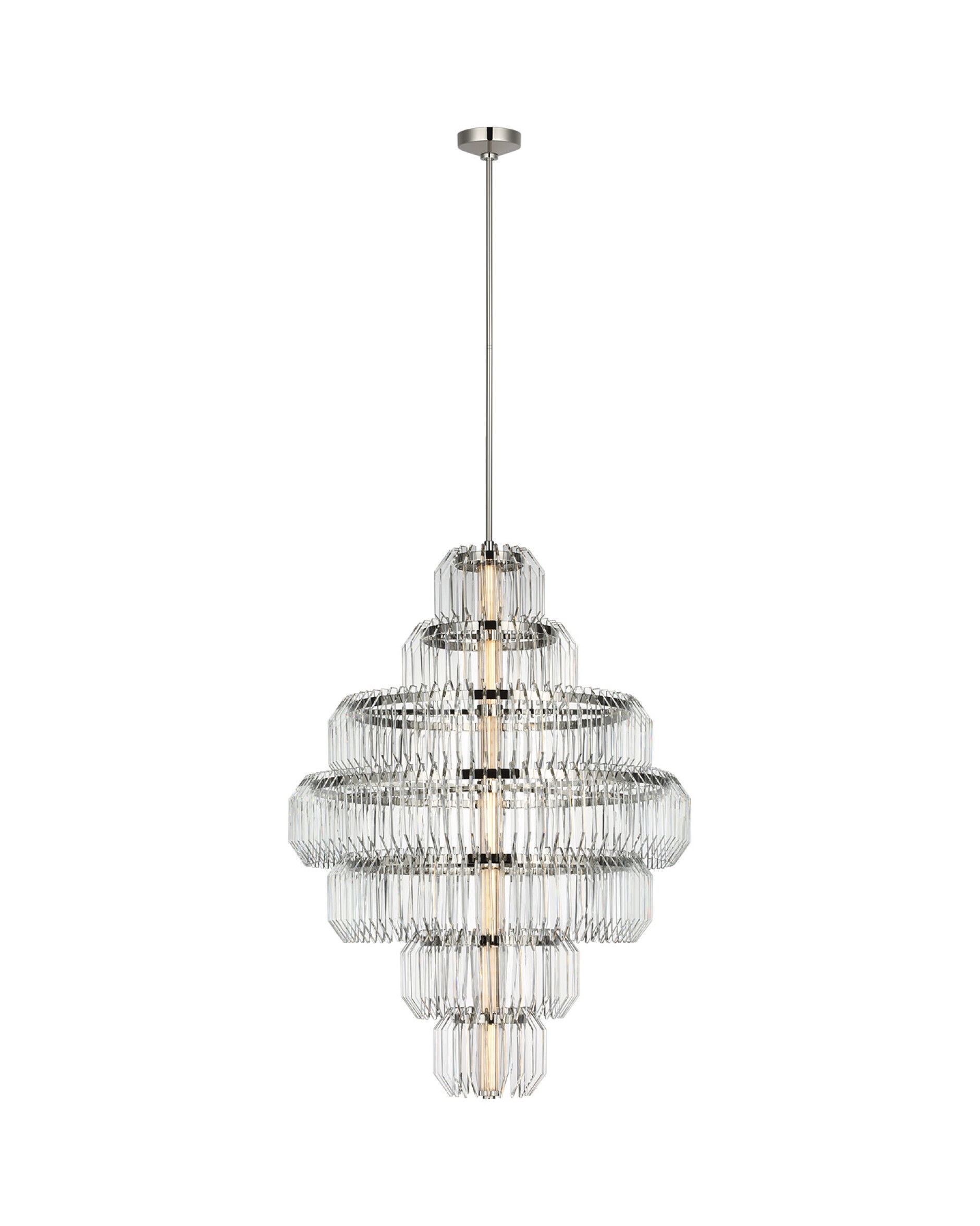 Killarney 32" Layered Chandelier Nickel/Clear Crystal