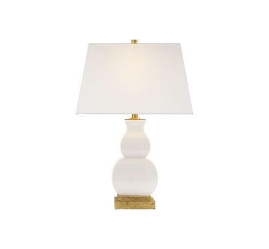 null - Fang Gourd Table Lamp Antique Brass/Linen