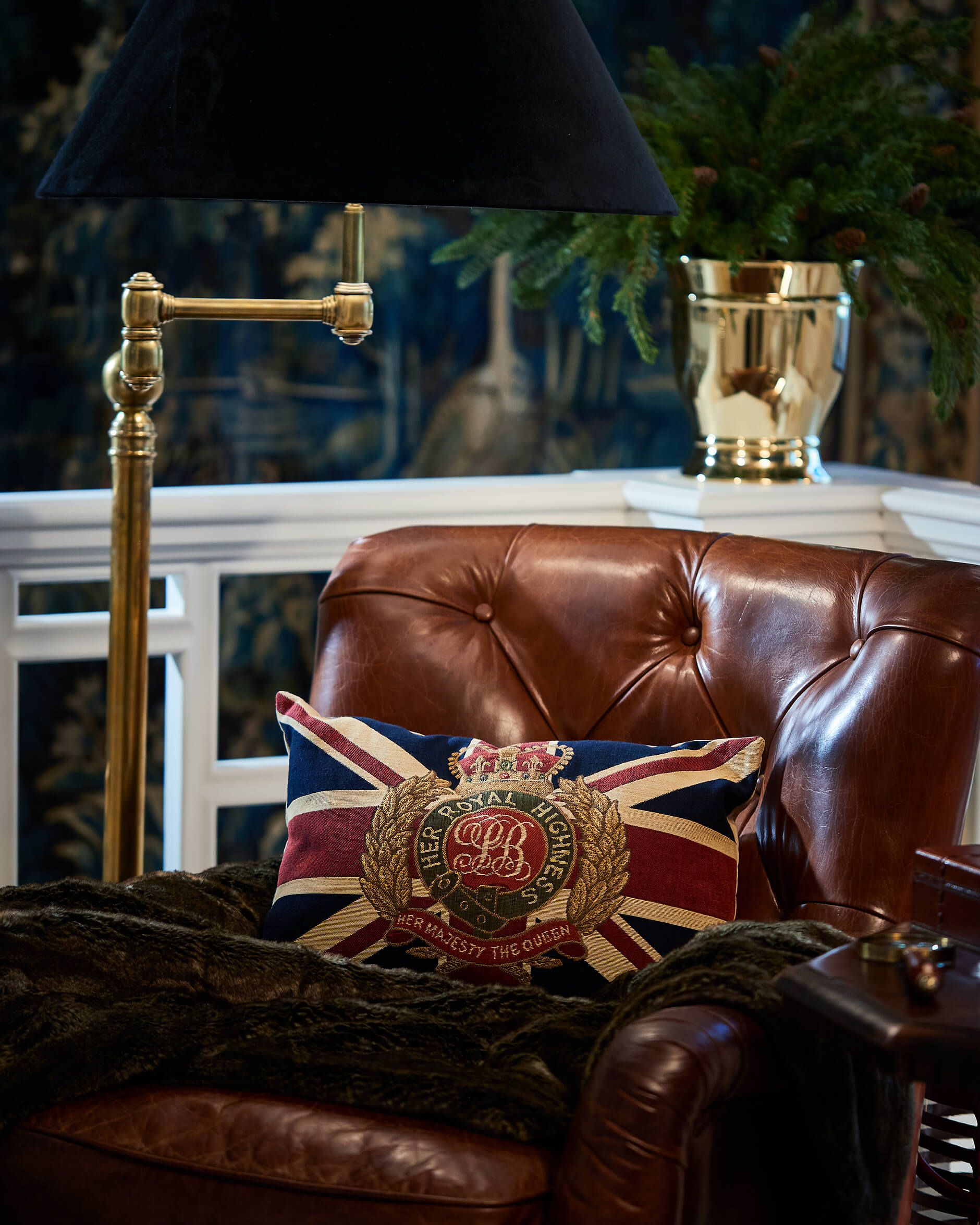 Sandringham kudde blå/röd