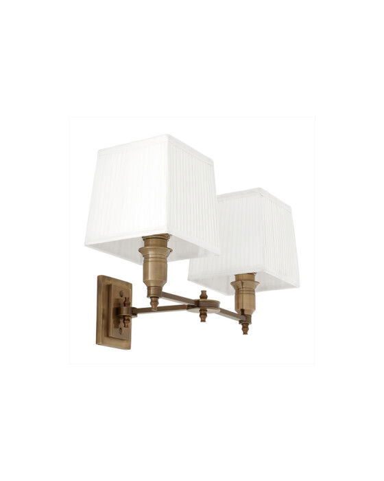Lexington Wall Lamp, Double, Brass/White