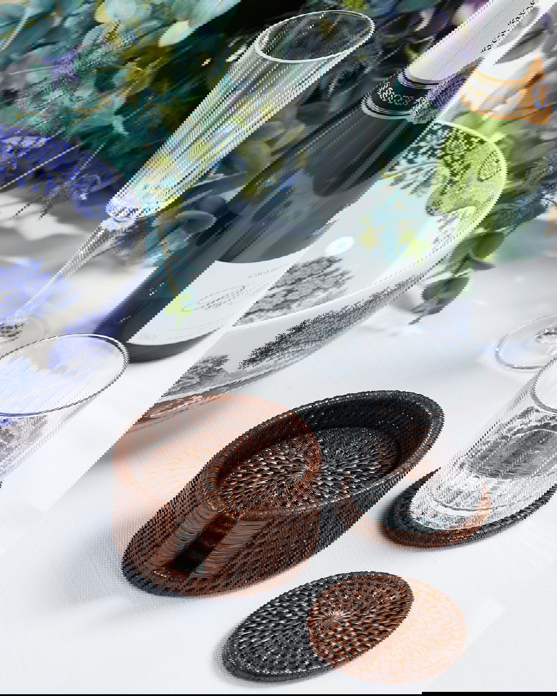 Cognac glasunderlägg rotting 6-pack