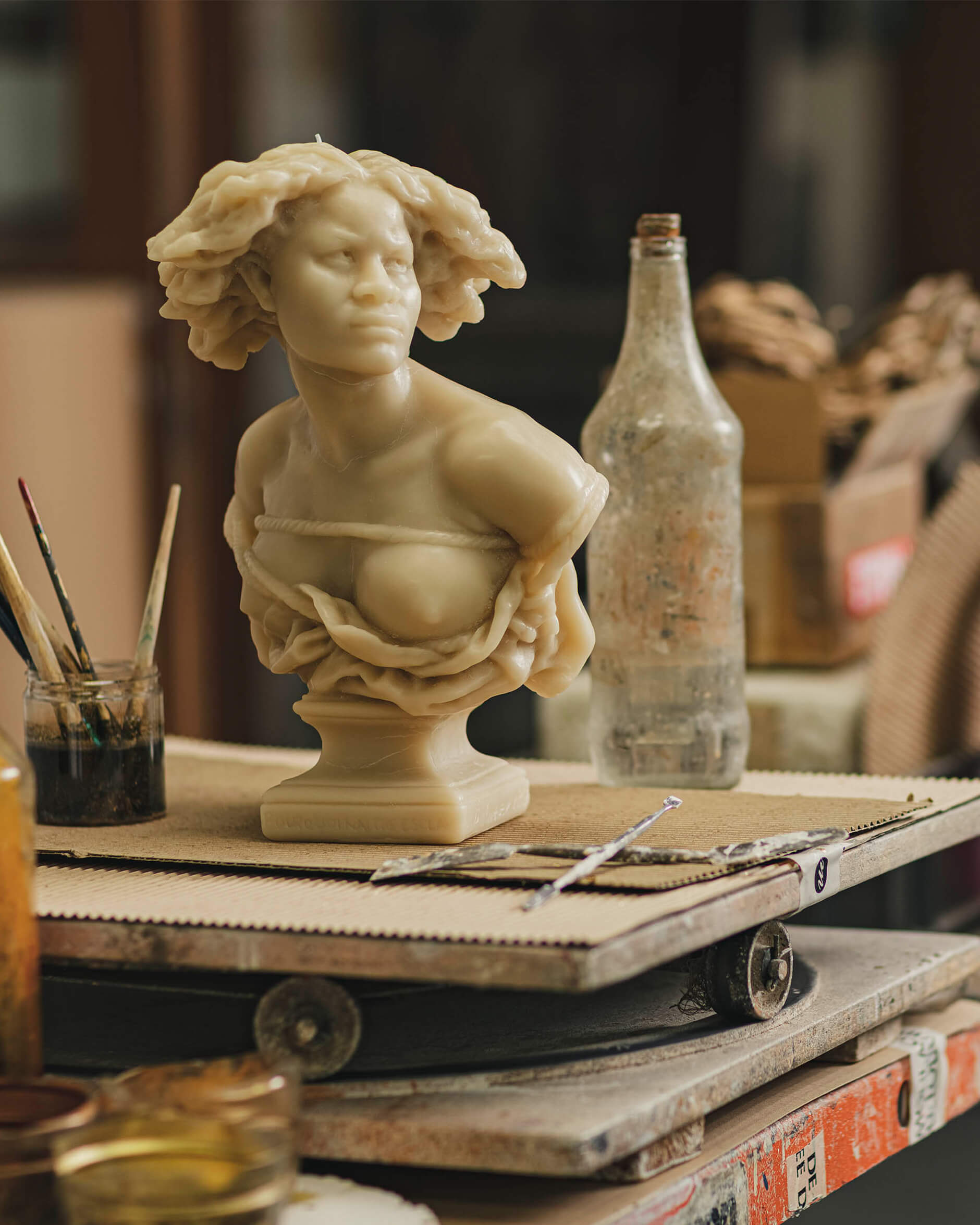 Esclave Carpeau Wax Bust Stone