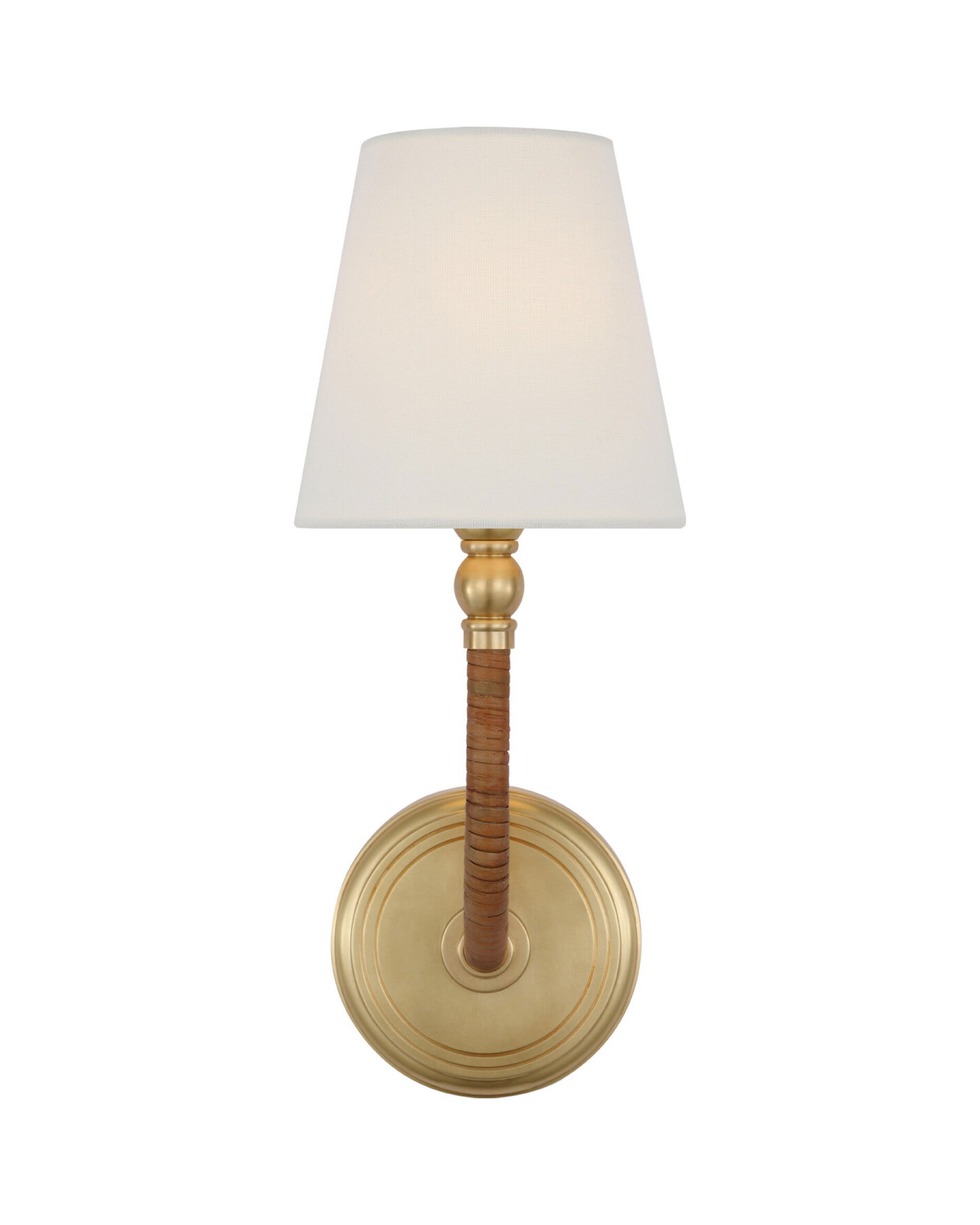 Basden Medium Sconce Antique-Burnished Brass/Natural Rattan