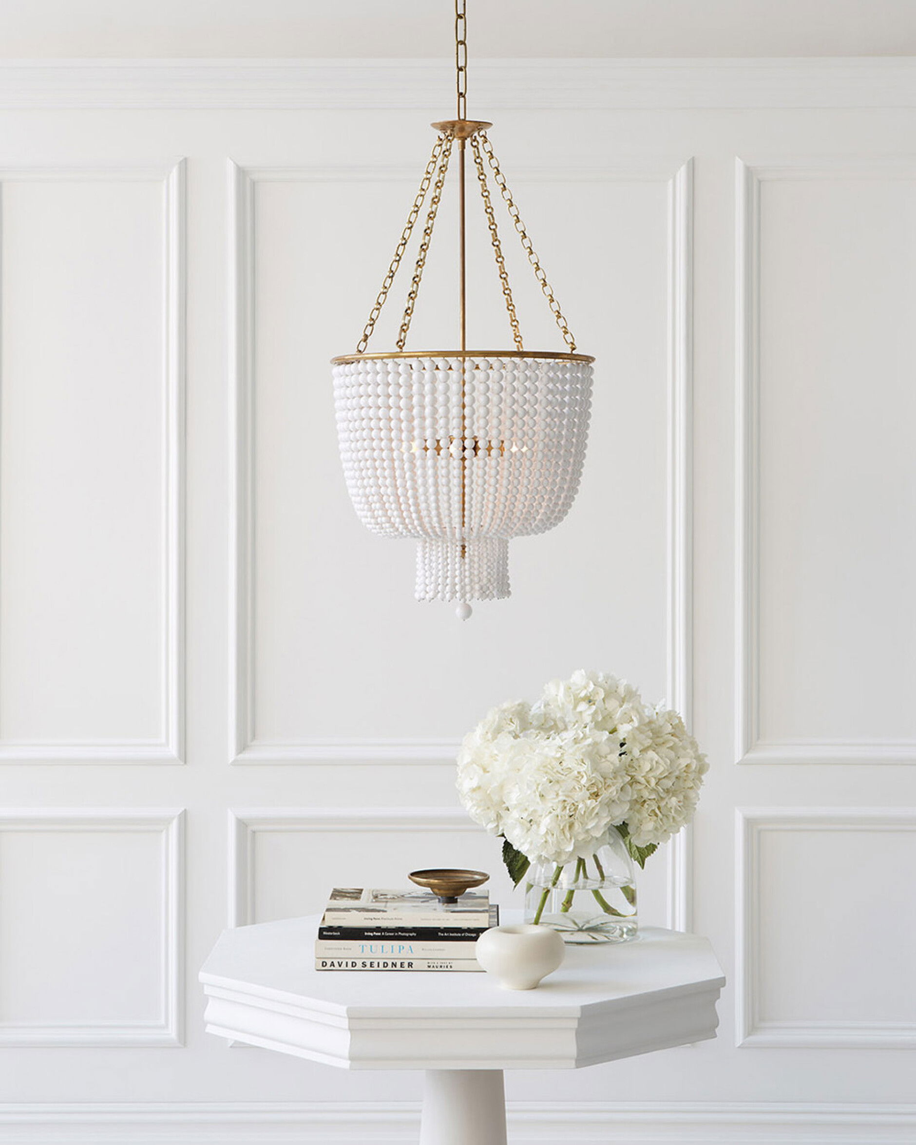 Jacqueline kristallkrona antik mässing/vit