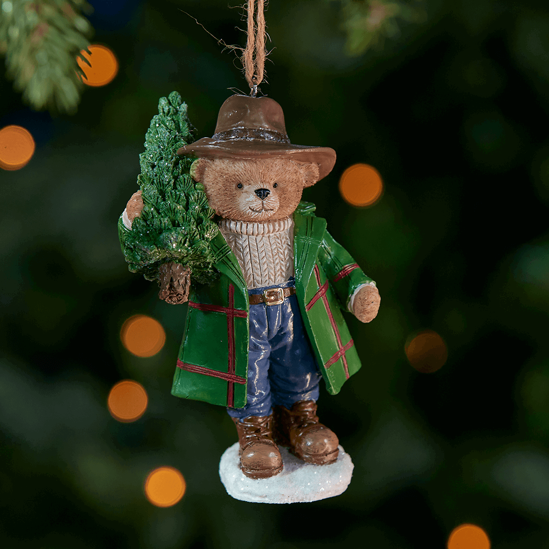 Desmond bär weihnachtsschmuck
