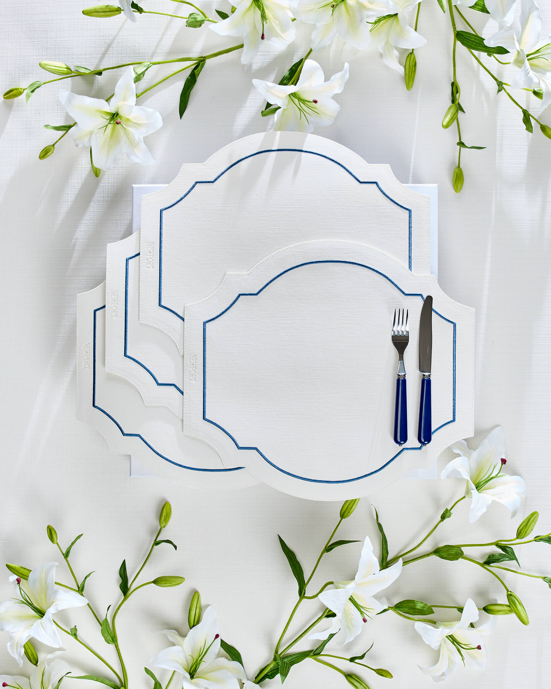 Regatta bordstablett oval vit/blå 4-pack