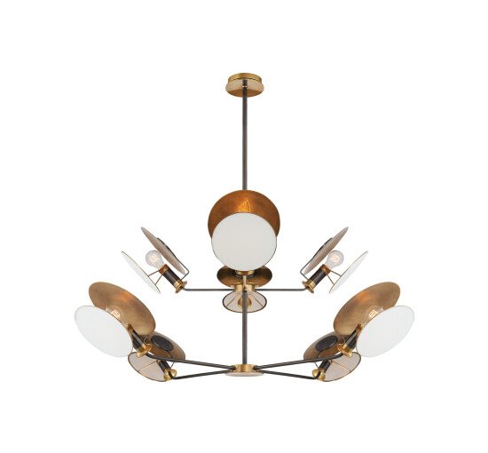 null - Osiris Large Reflector Chandelier Bronze and Antique Brass