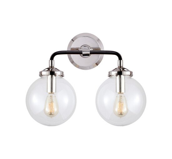 null - Bistro Double Light Curved Sconce Polished Nickel