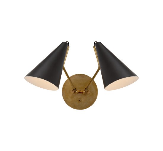 null - Clemente Double Sconce Antique Brass/Matte White Shades