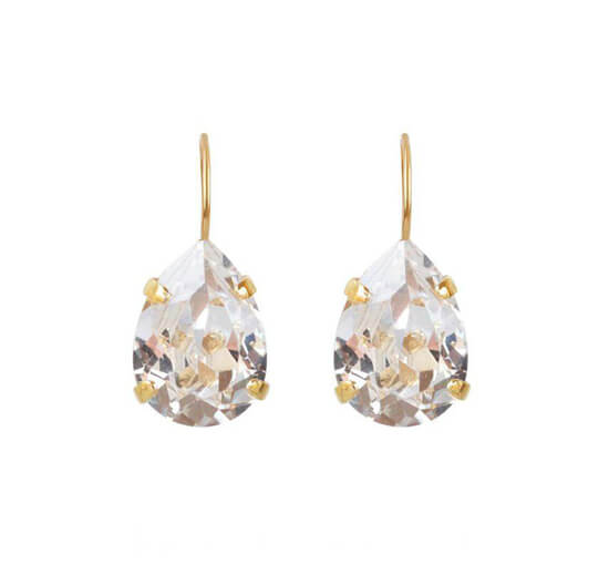 Gold - Mini Drop Clasp Earrings Crystal Rhodium